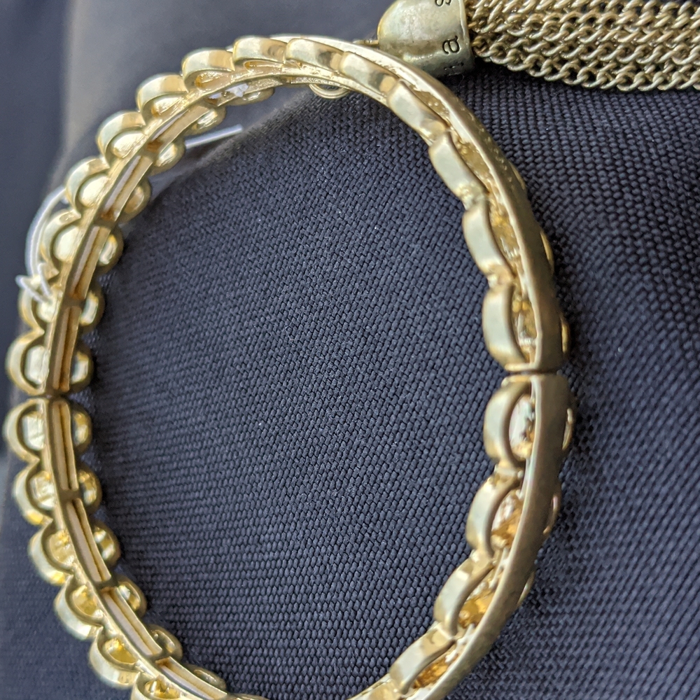 NWT Lia Sophia Stretch Tassel Charm Bracelet w/ 4 Extra Charms in Matte Gold - Picture 7 of 13